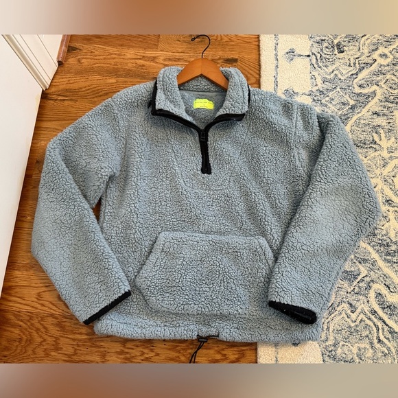 Playing for Keeps Blue Sherpa Fleece Pullover Quarter Zip size Small - Picture 9 of 11
